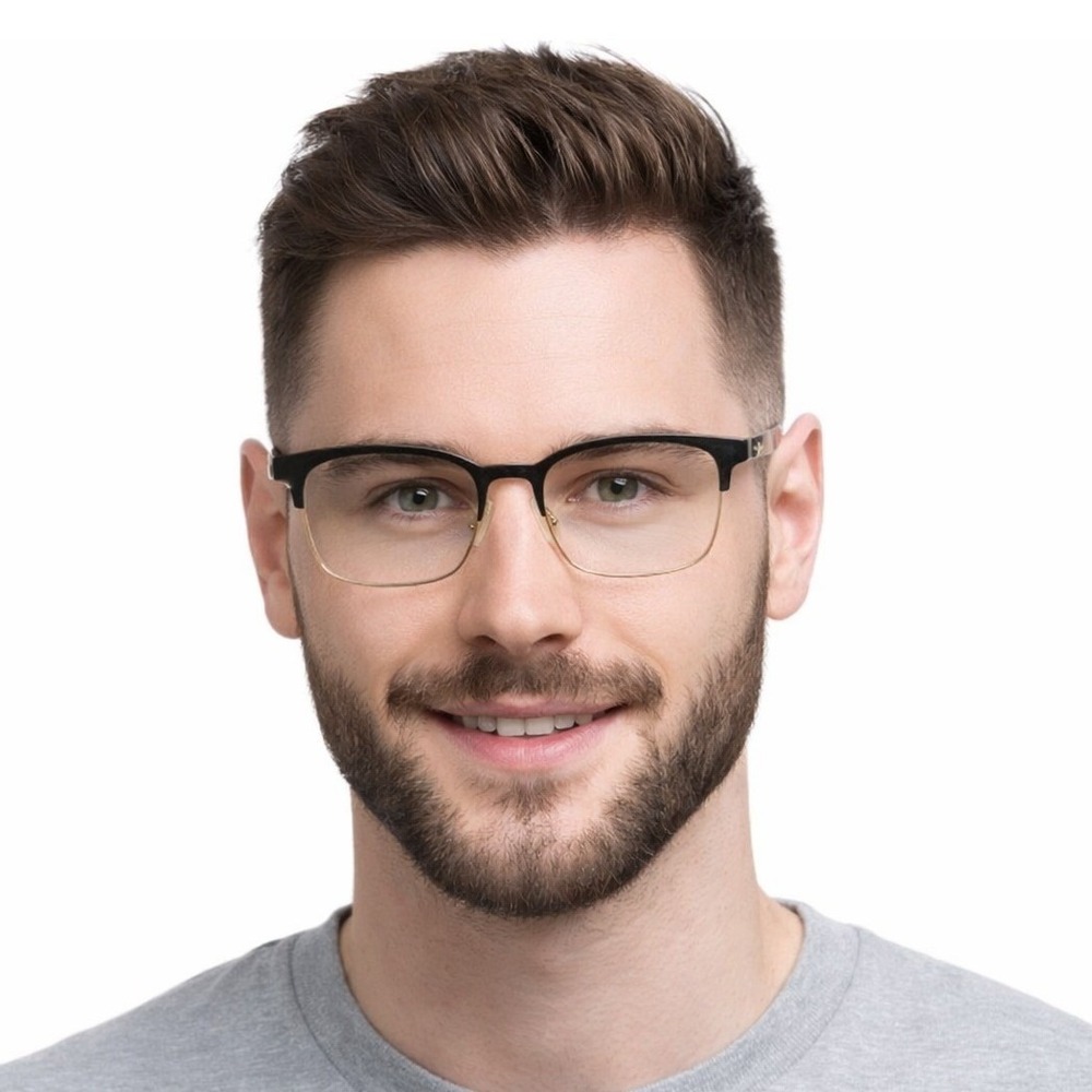 Dolce & Gabbana Black Gold Metal Half Rimmed Eyeglasses Frames DG1330